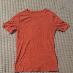 a new day Ribbed Short Sleeve Tee in Warm Terracotta